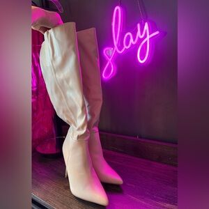 Elegant Cream Knee-High Boots